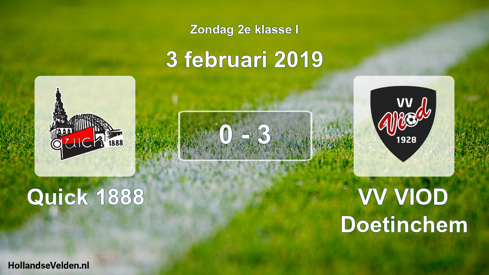 Total number of matches played: Quick 1888 - VV VIOD Doetinchem 0 - 3 (3 February 2019)