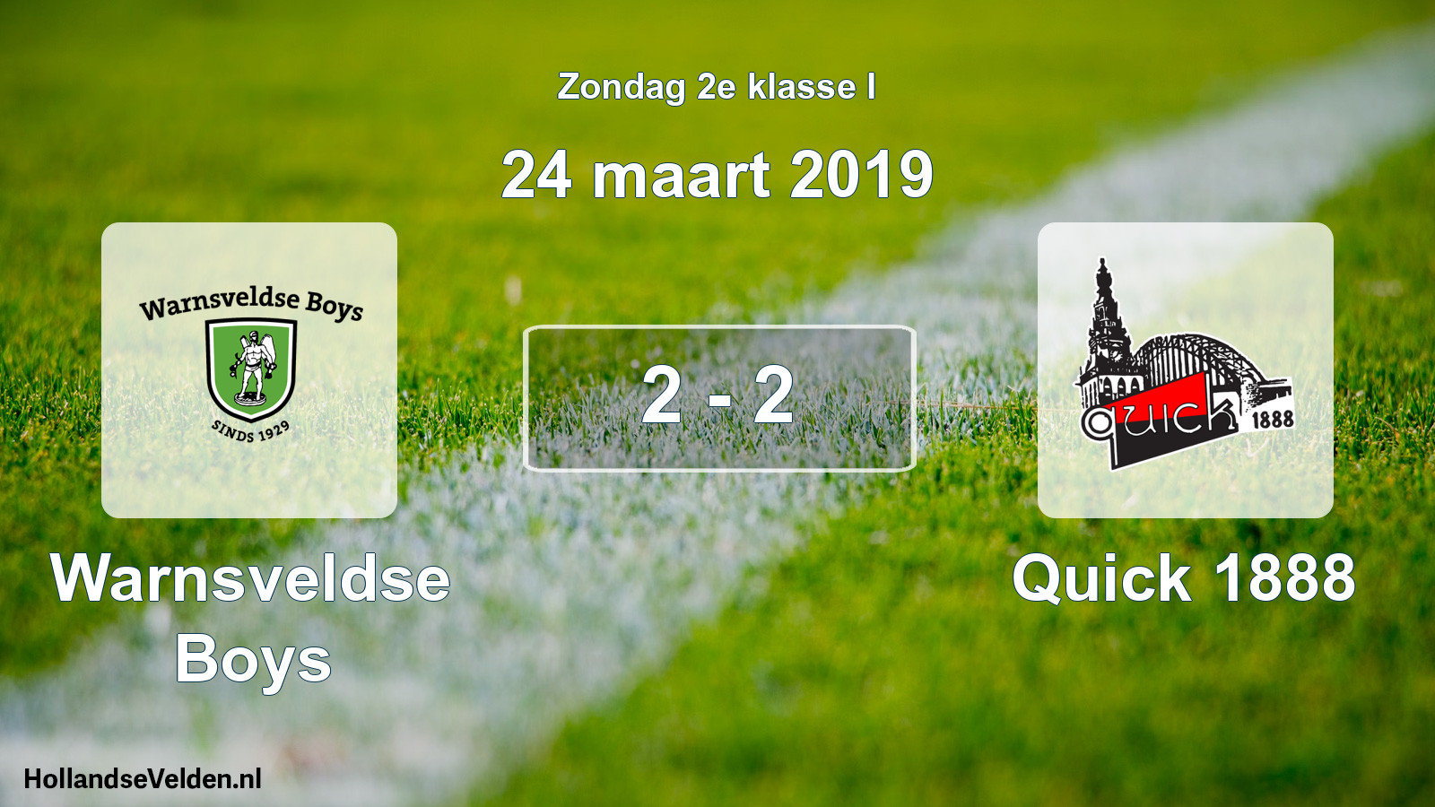 Total number of matches played: Warnsveldse Boys - Quick 1888 2 - 2 (24 March 2019)