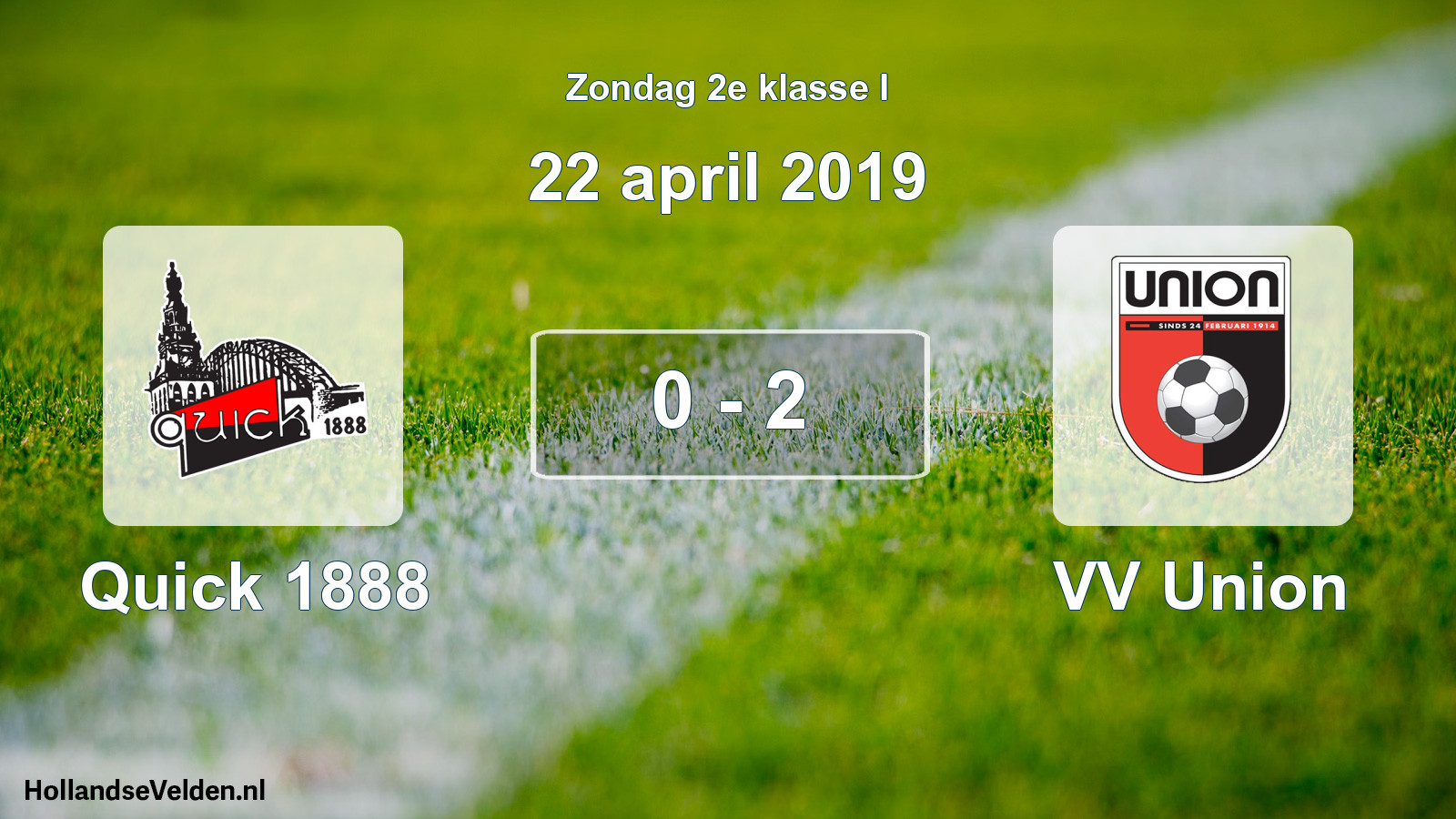 Total number of matches played: Quick 1888 - VV Union 0 - 2 (22 April 2019)