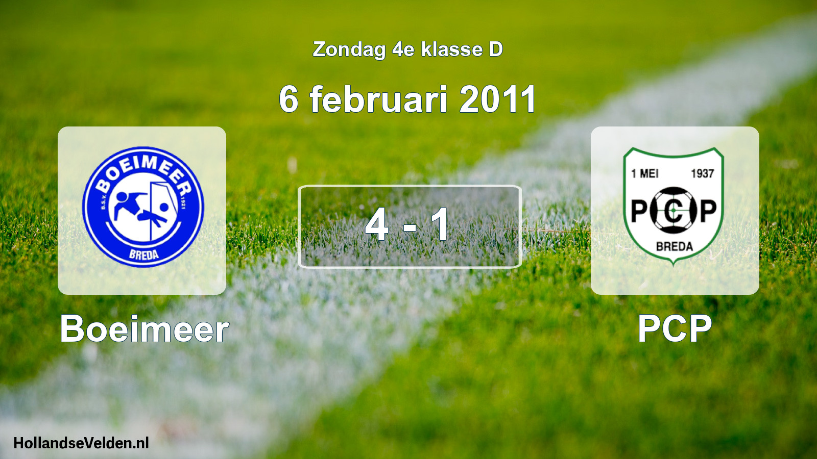 Total number of matches played: Boeimeer - PCP 4 - 1 (6 February 2011)