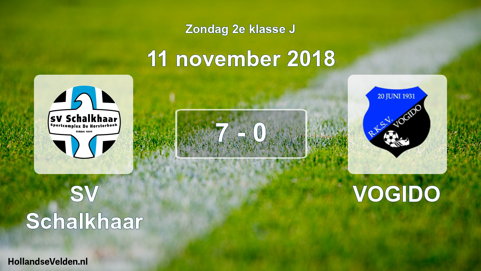 Total number of matches played: SV Schalkhaar - VOGIDO 7 - 0 (11 November 2018)