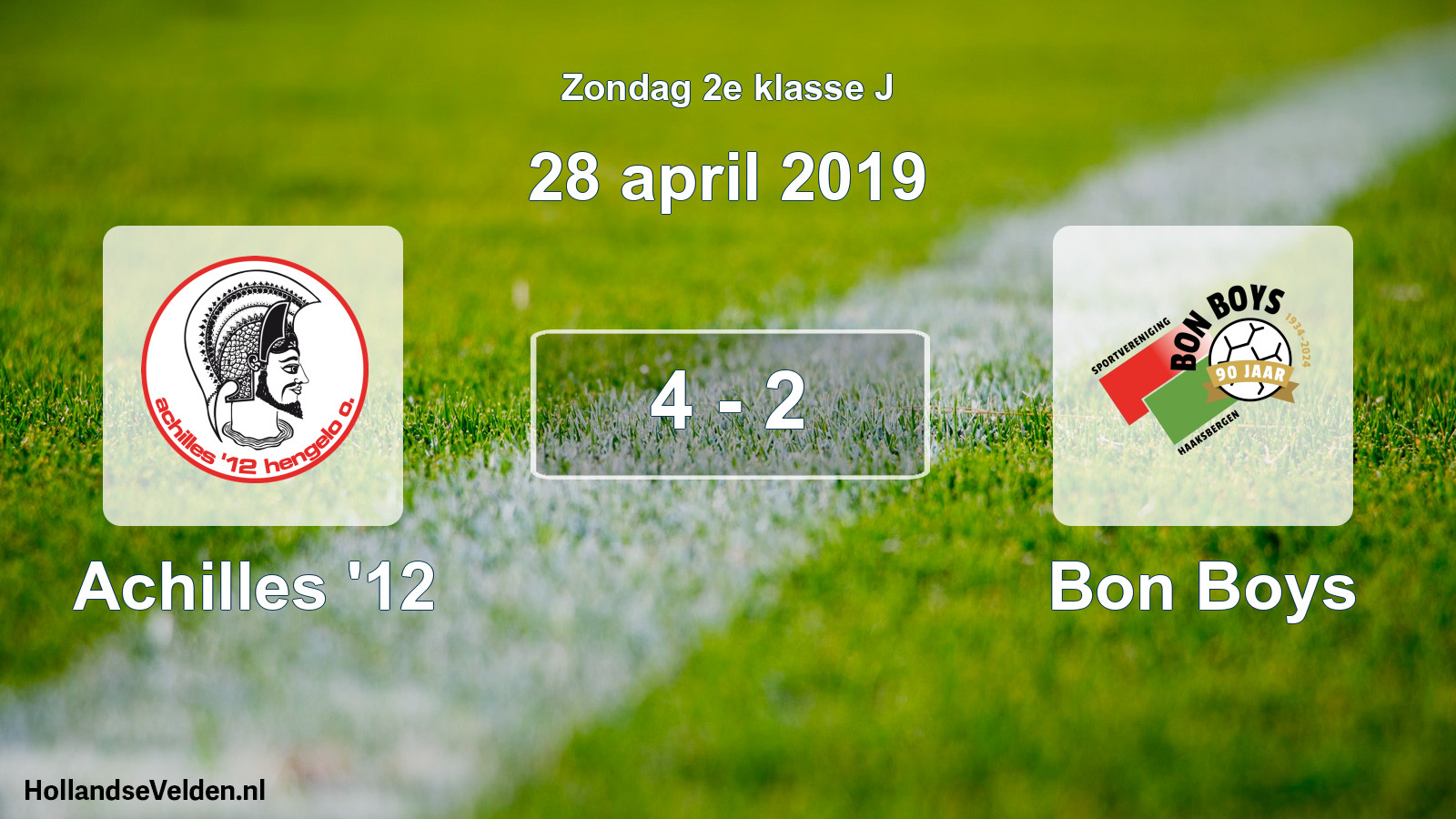 Total number of matches played: Achilles '12 - Bon Boys 4 - 2 (28 April 2019)