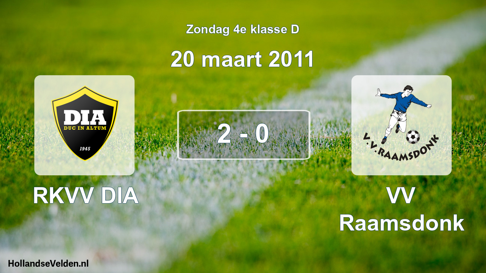 Total number of matches played: RKVV DIA - VV Raamsdonk 2 - 0 (20 March 2011)