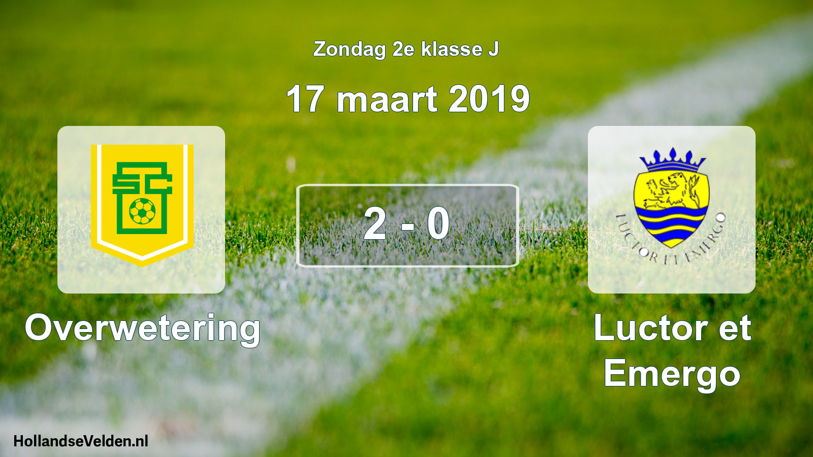 Total number of matches played: Overwetering - Luctor et Emergo 2 - 0 (17 March 2019)