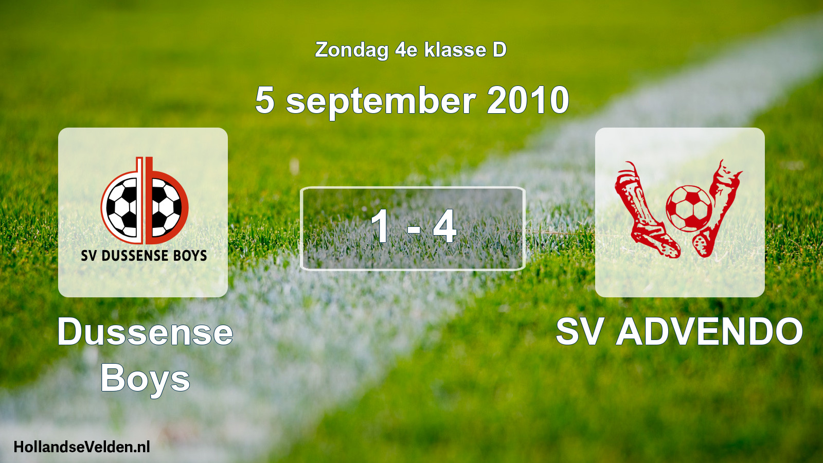 Total number of matches played: Dussense Boys - SV ADVENDO 1 - 4 (5 September 2010)