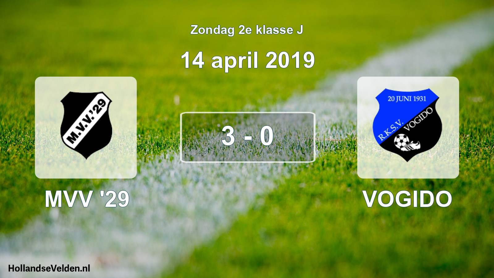 Total number of matches played: MVV '29 - VOGIDO 3 - 0 (14 April 2019)