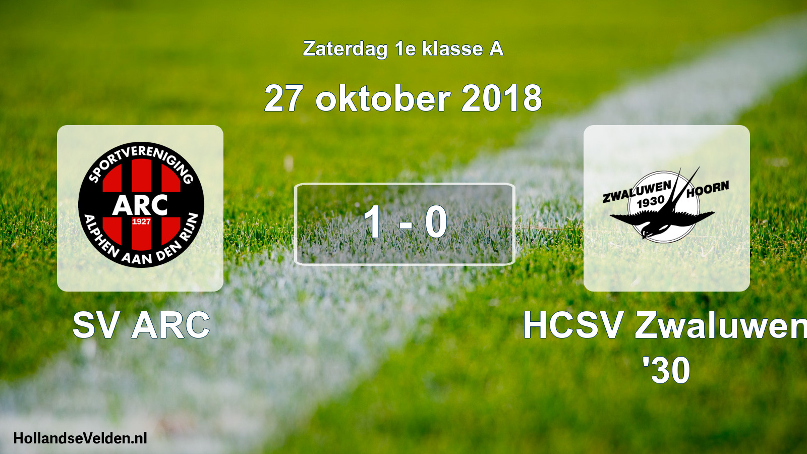 Total number of matches played: SV ARC - Zwaluwen '30 1 - 0 (27 October 2018)