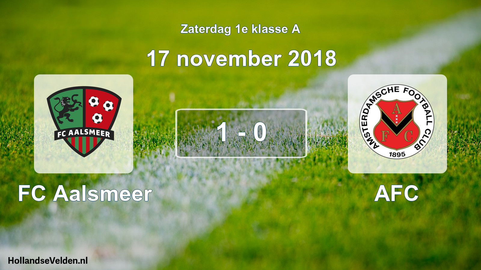 Total number of matches played: FC Aalsmeer - AFC 1 - 0 (17 November 2018)