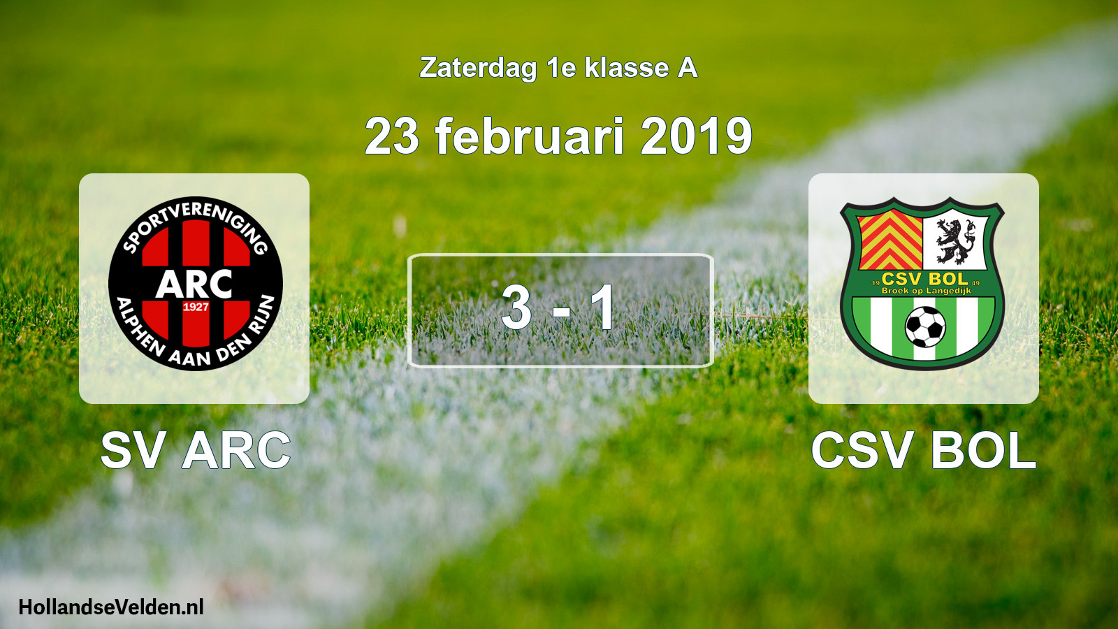 Total number of matches played: SV ARC - CSV BOL 3 - 1 (23 February 2019)