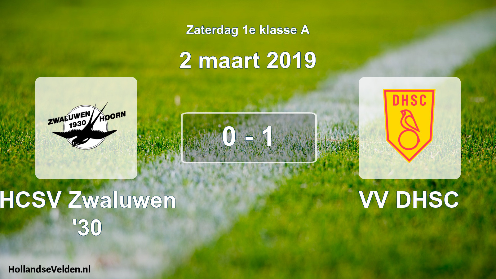 Total number of matches played: Zwaluwen '30 - VV DHSC 0 - 1 (2 March 2019)