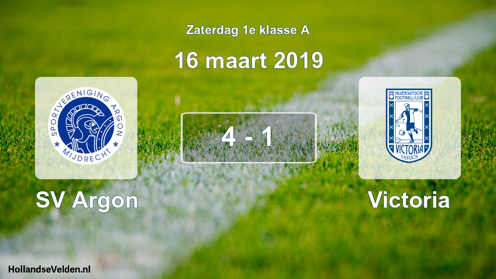Total number of matches played: SV Argon - Victoria 4 - 1 (16 March 2019)