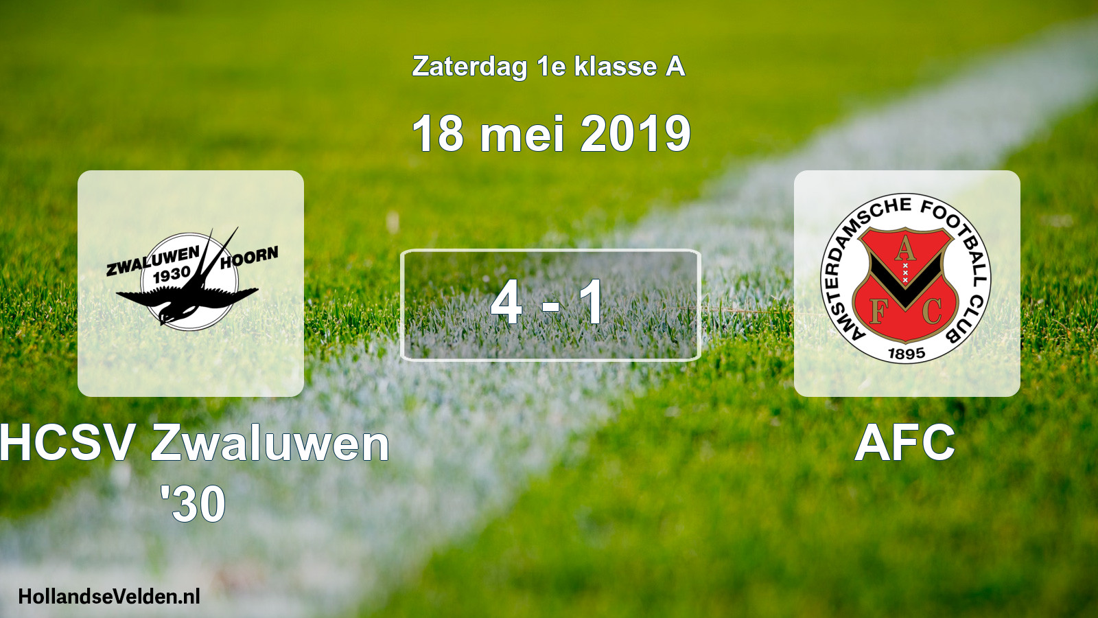 Total number of matches played: Zwaluwen '30 - AFC 4 - 1 (18 May 2019)
