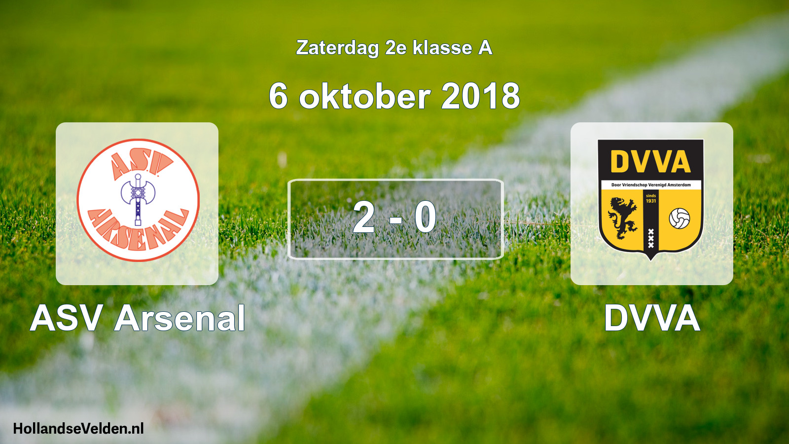 Total number of matches played: ASV Arsenal - DVVA 2 - 0 (6 October 2018)
