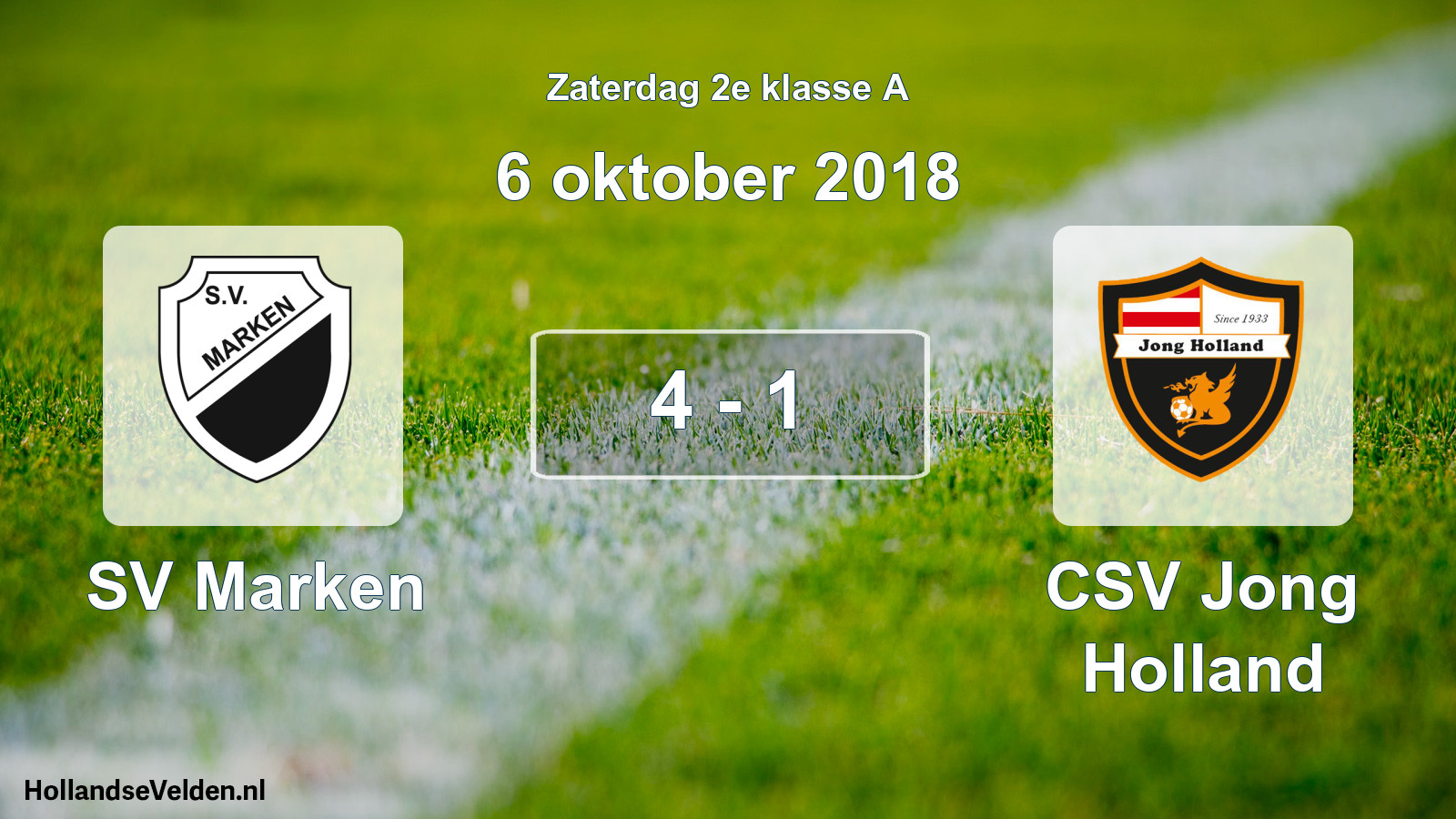 Total number of matches played: SV Marken - CSV Jong Holland 4 - 1 (6 October 2018)