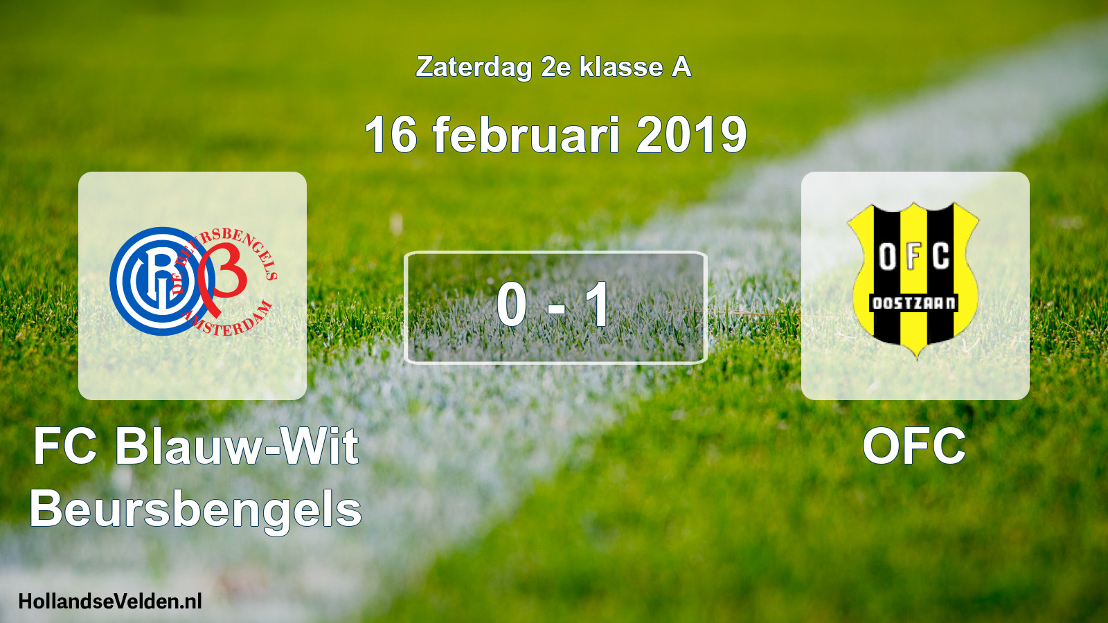 Total number of matches played: FC Blauw-Wit Beursbengels - OFC 0 - 1 (16 February 2019)