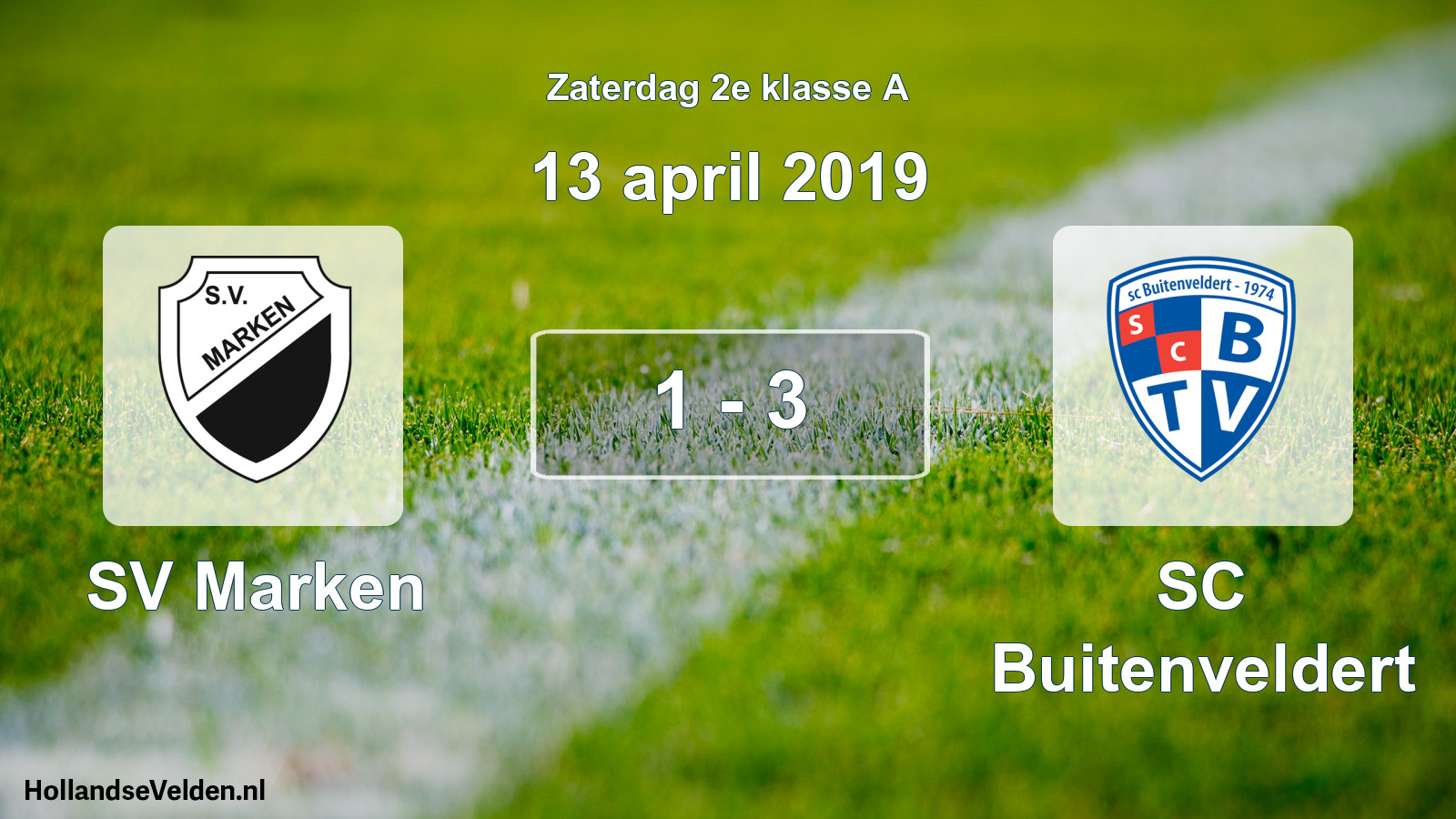 Total number of matches played: SV Marken - SC Buitenveldert 1 - 3 (13 April 2019)