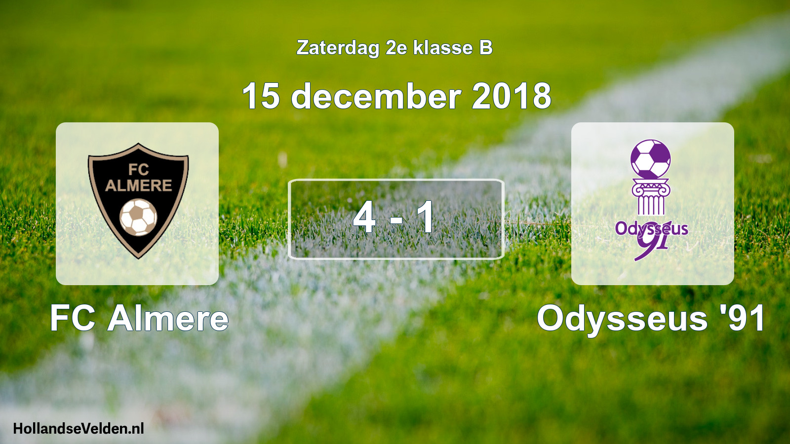 Total number of matches played: FC Almere - Odysseus '91 4 - 1 (15 December 2018)