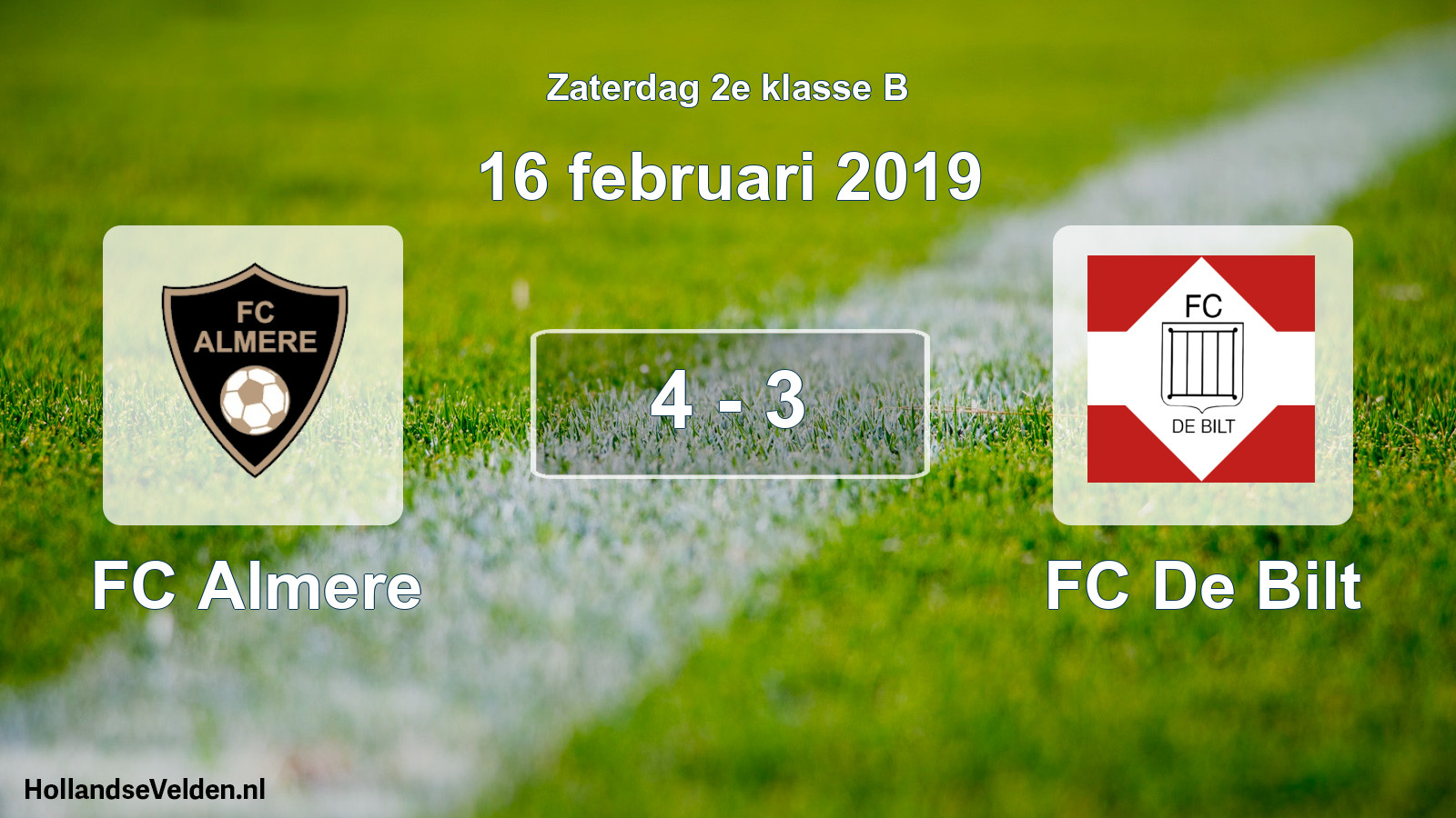 Total number of matches played: FC Almere - FC De Bilt 4 - 3 (16 February 2019)