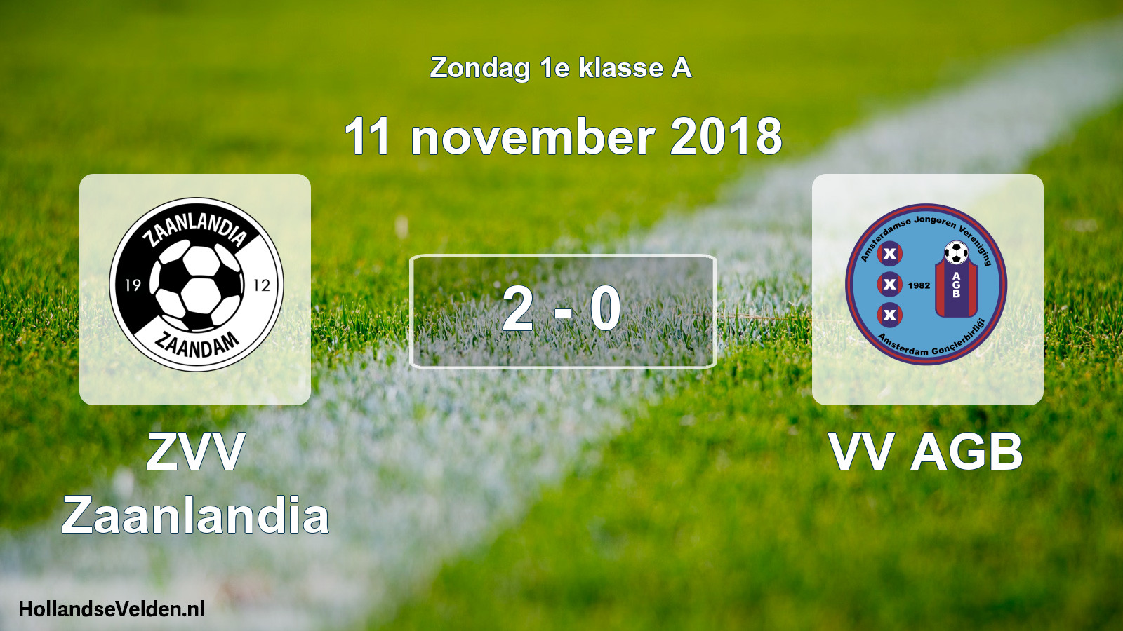 Total number of matches played: ZVV Zaanlandia - VV AGB 2 - 0 (11 November 2018)