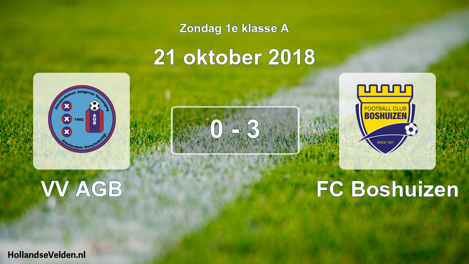 Total number of matches played: VV AGB - FC Boshuizen 0 - 3 (21 October 2018)