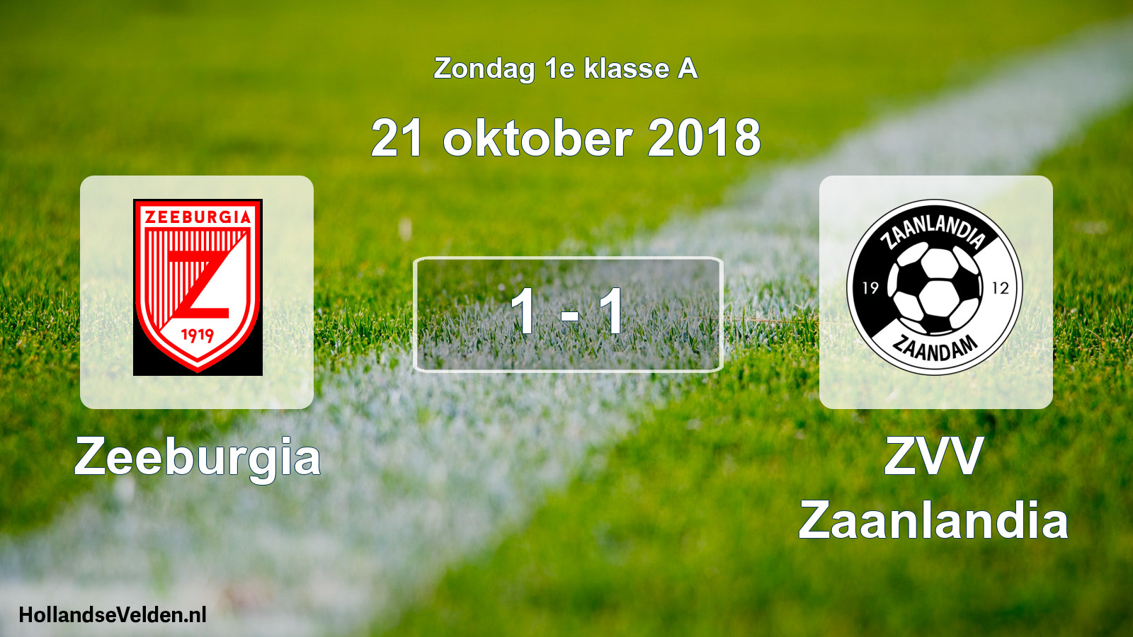 Total number of matches played: Zeeburgia - ZVV Zaanlandia 1 - 1 (21 October 2018)