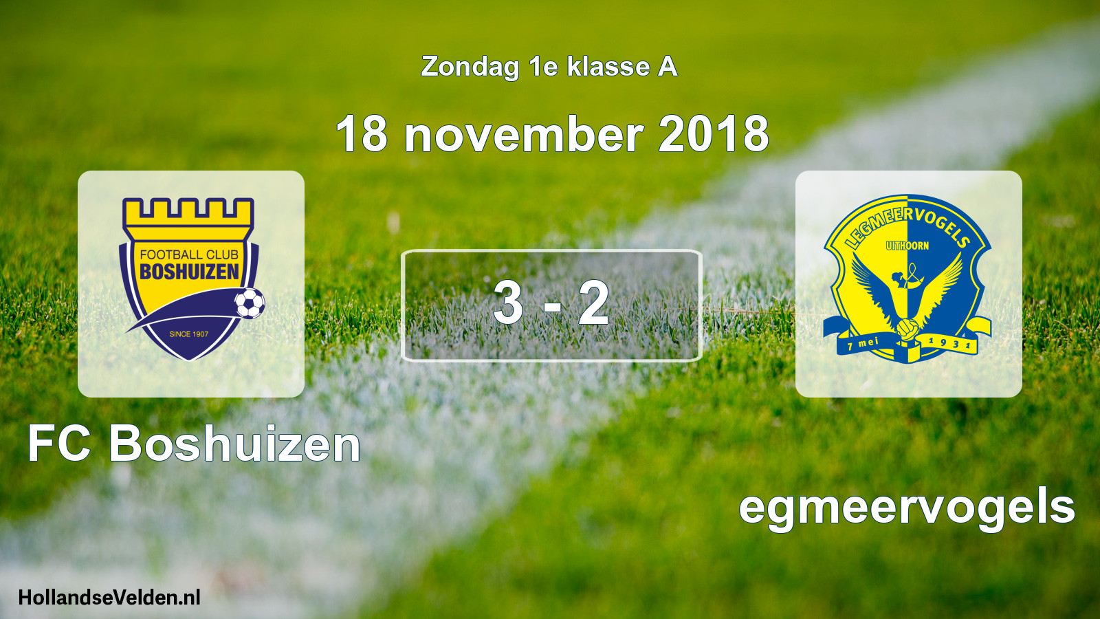 Total number of matches played: FC Boshuizen - Legmeervogels 3 - 2 (18 November 2018)