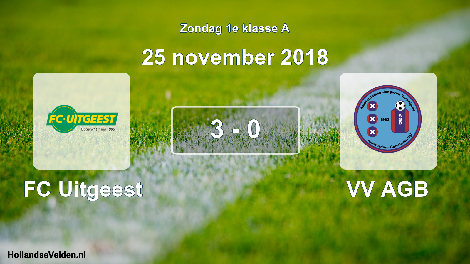 Total number of matches played: FC Uitgeest - VV AGB 3 - 0 (25 November 2018)