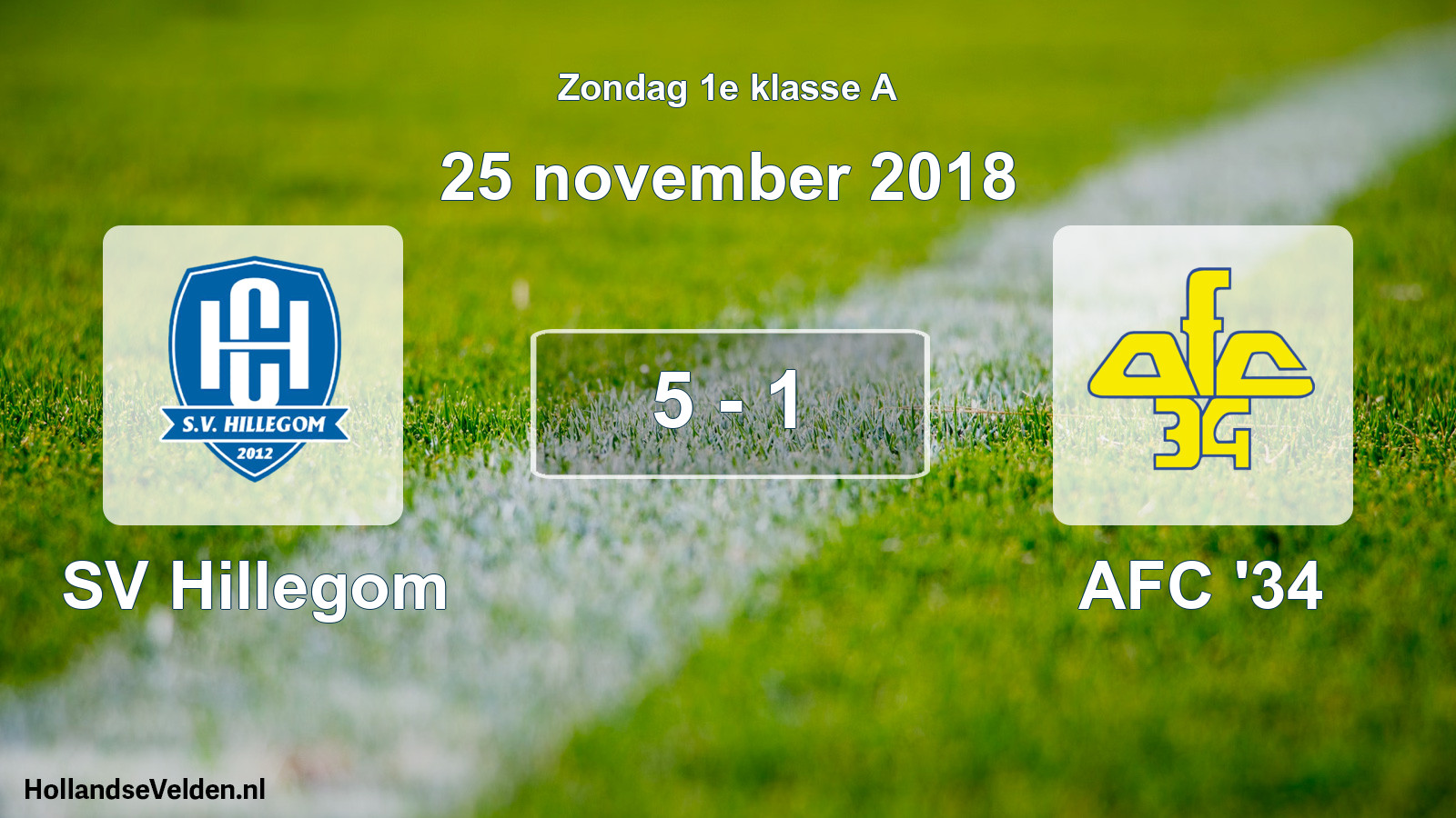 Total number of matches played: SV Hillegom - AFC '34 5 - 1 (25 November 2018)