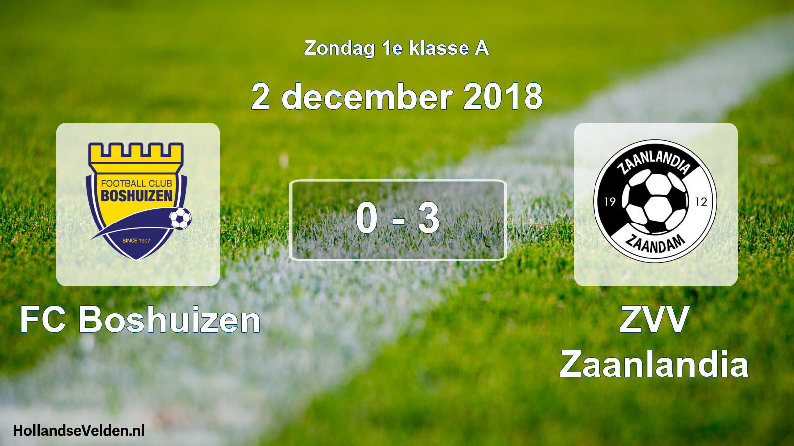 Total number of matches played: FC Boshuizen - ZVV Zaanlandia 0 - 3 (2 December 2018)