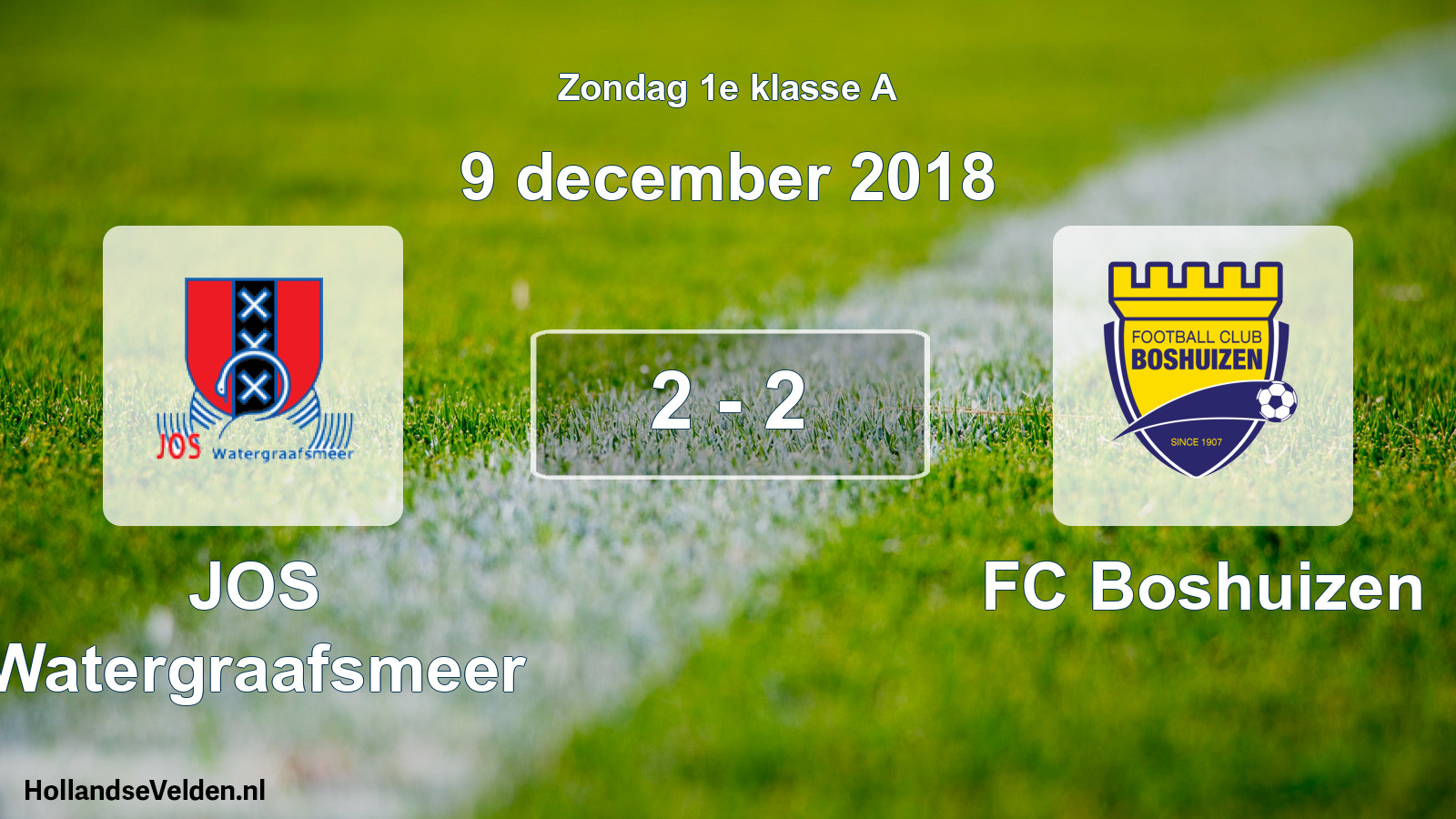 Total number of matches played: JOS Watergraafsmeer - FC Boshuizen 2 - 2 (9 December 2018)