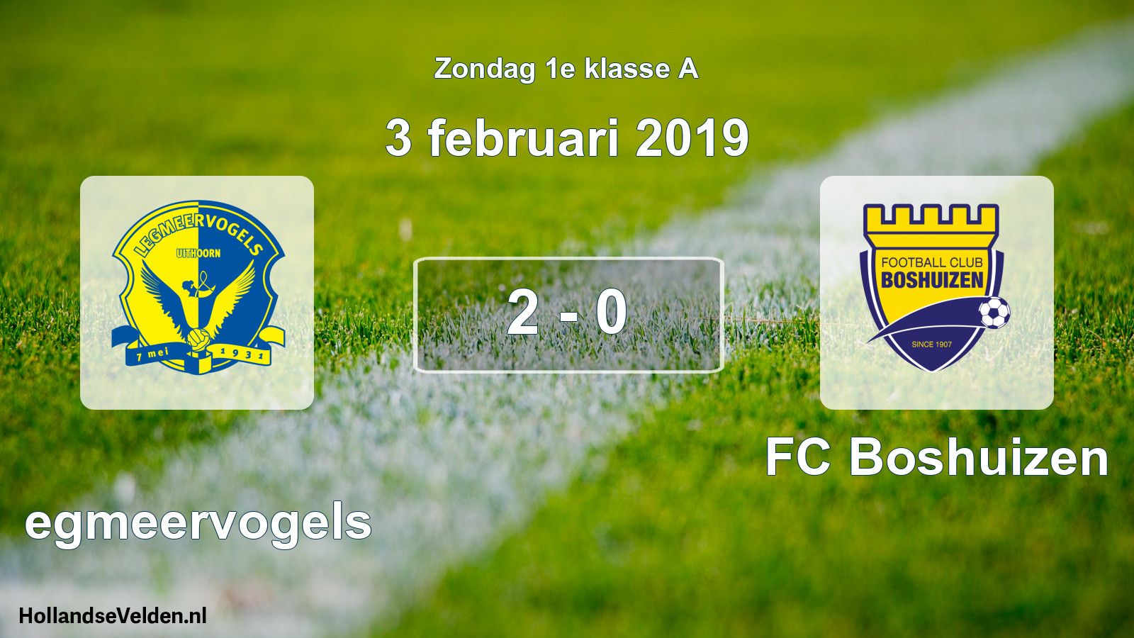 Total number of matches played: Legmeervogels - FC Boshuizen 2 - 0 (3 February 2019)