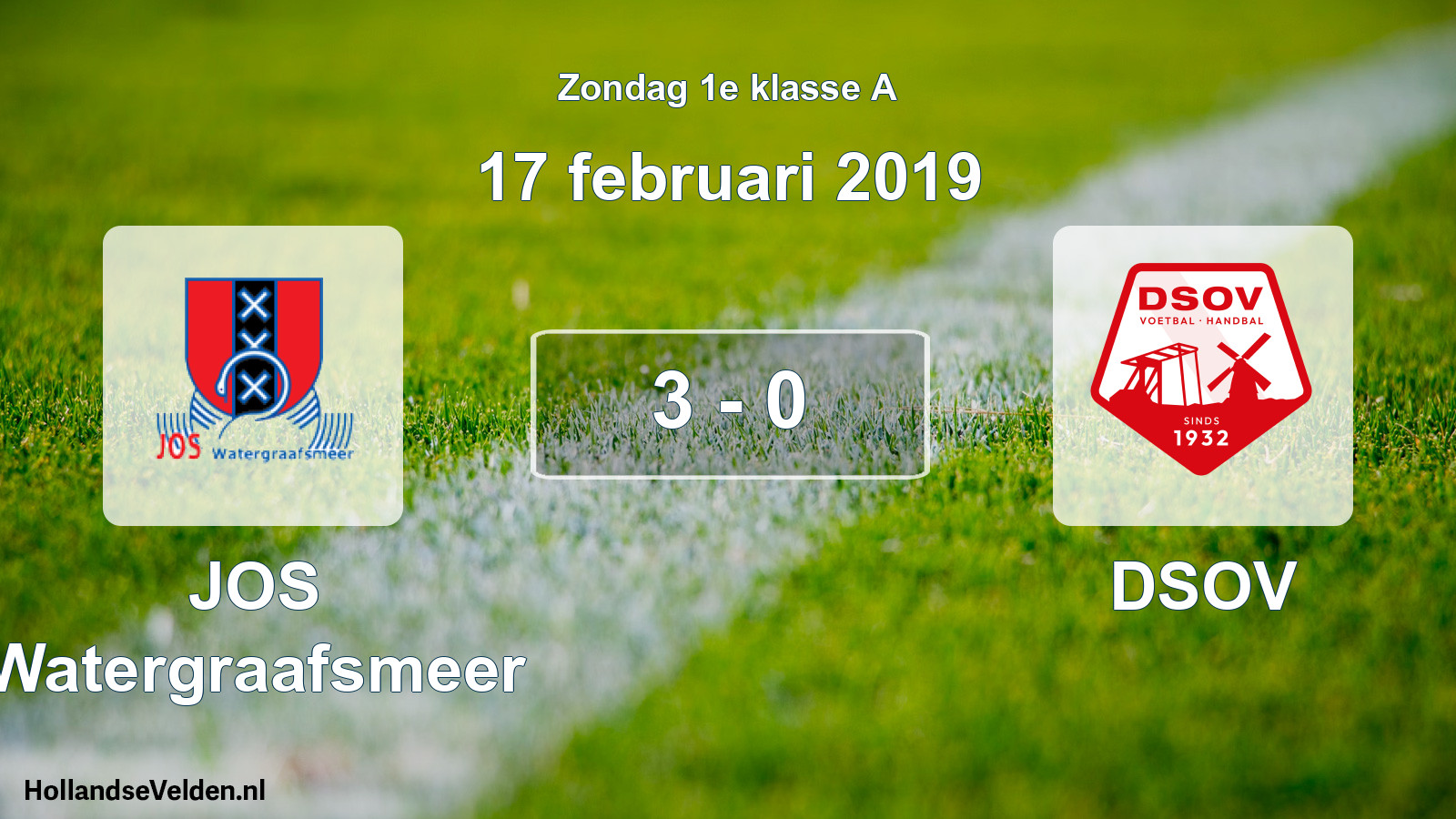 Total number of matches played: JOS Watergraafsmeer - DSOV 3 - 0 (17 February 2019)
