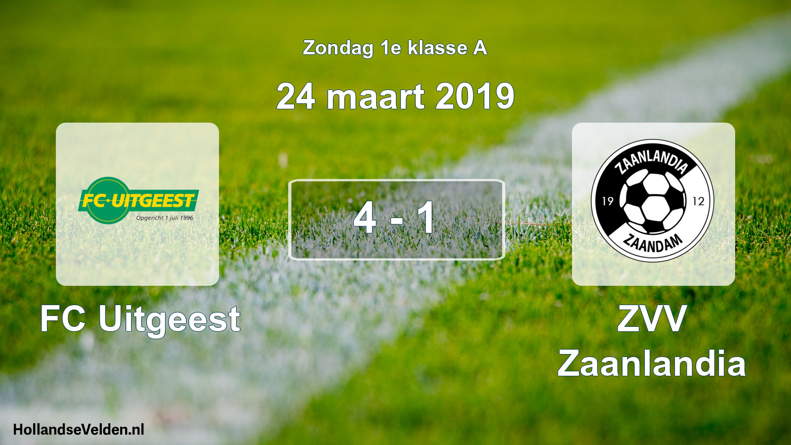 Total number of matches played: FC Uitgeest - ZVV Zaanlandia 4 - 1 (24 March 2019)