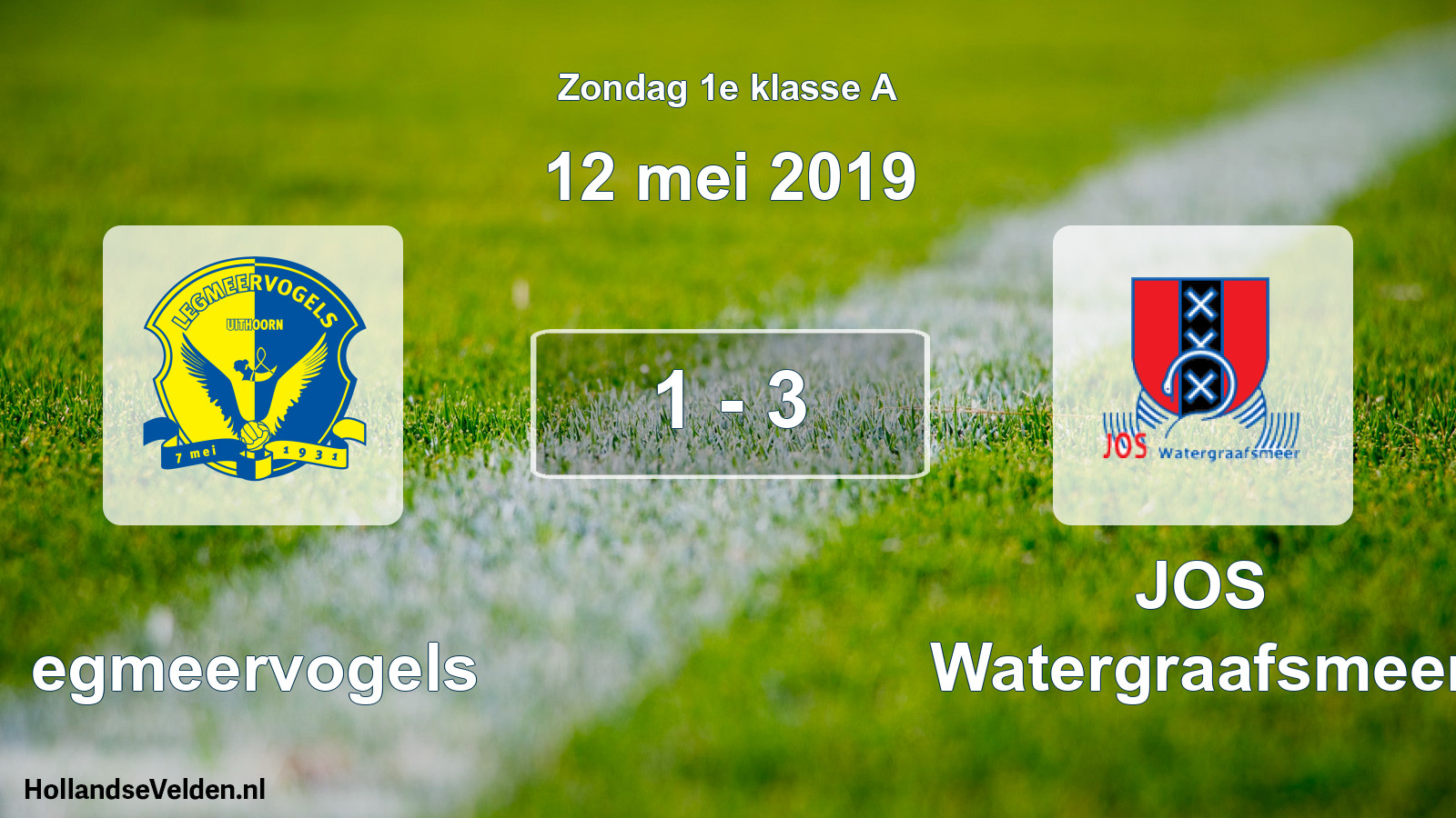 Total number of matches played: Legmeervogels - JOS Watergraafsmeer 1 - 3 (12 May 2019)