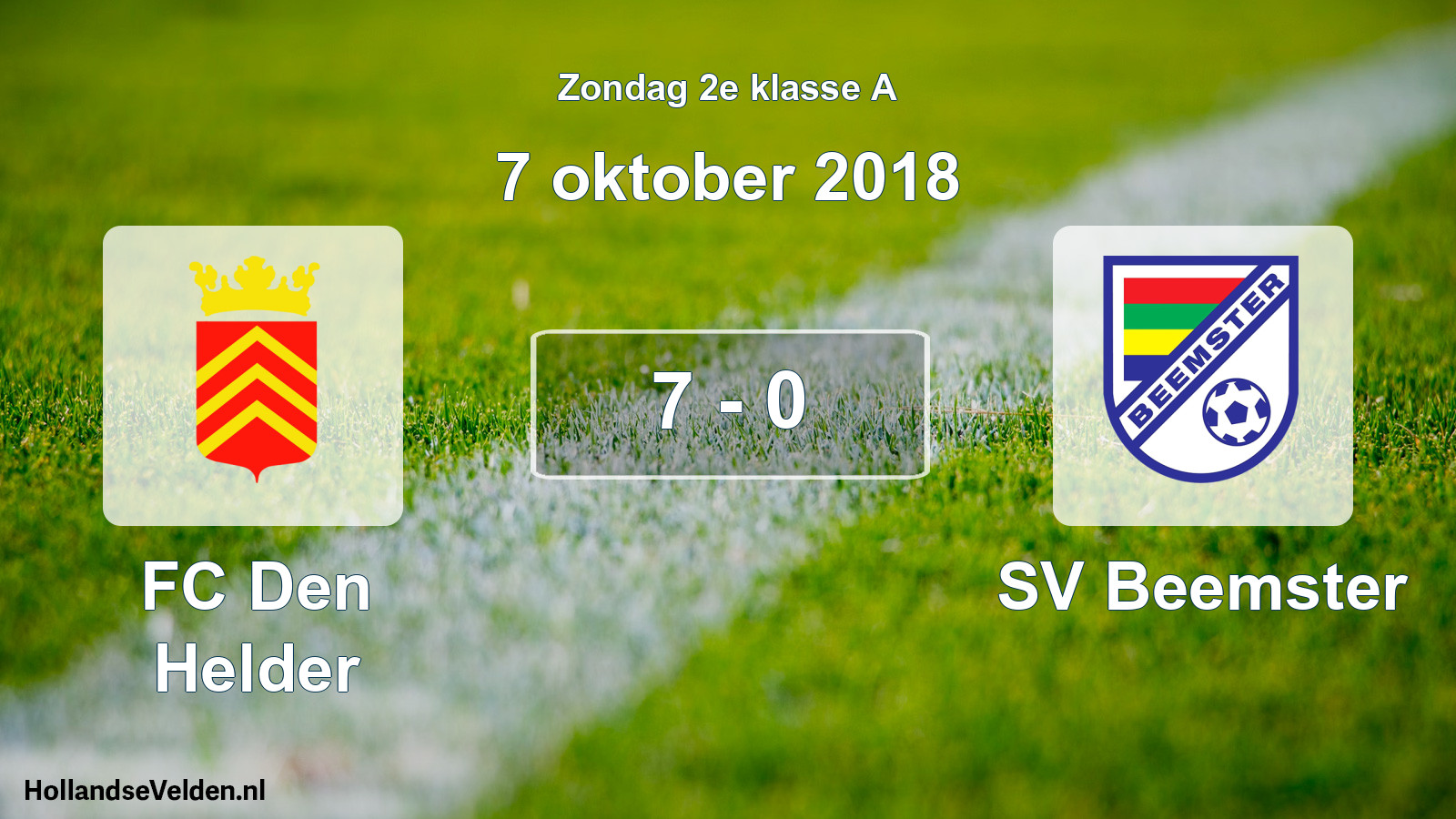 Total number of matches played: FC Den Helder - SV Beemster 7 - 0 (7 October 2018)