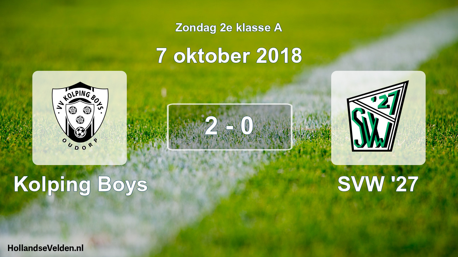 Total number of matches played: Kolping Boys - SVW '27 2 - 0 (7 October 2018)