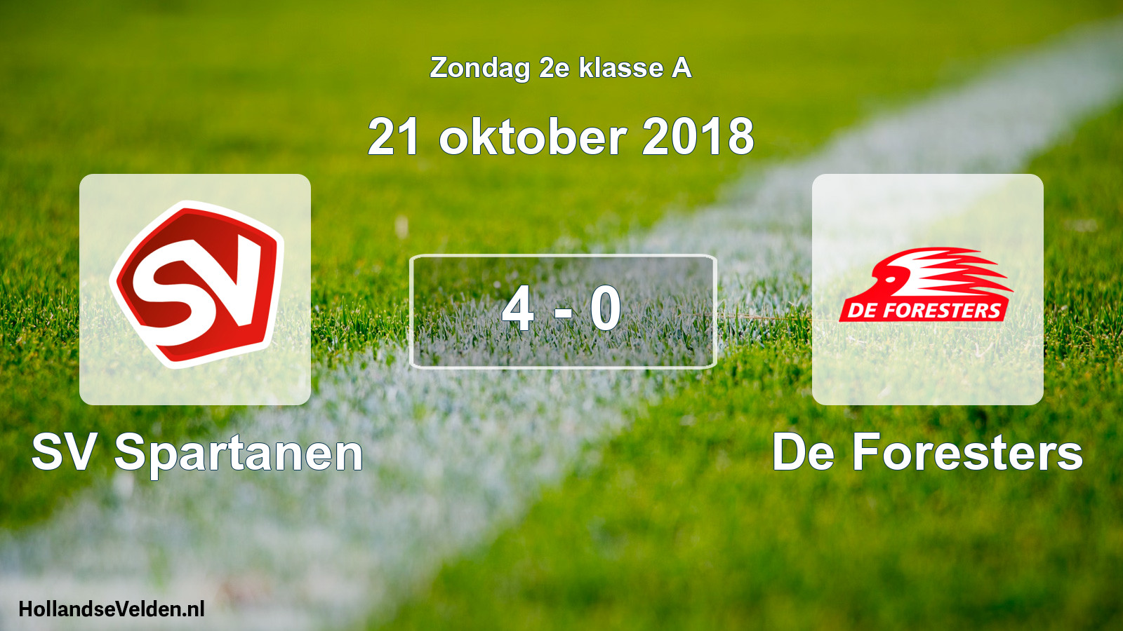 Total number of matches played: SV Spartanen - De Foresters 4 - 0 (21 October 2018)