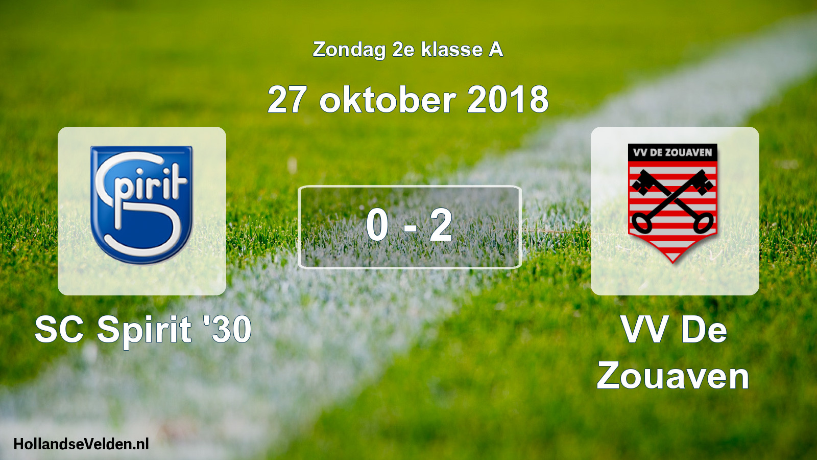 Total number of matches played: SC Spirit '30 - VV De Zouaven 0 - 2 (27 October 2018)