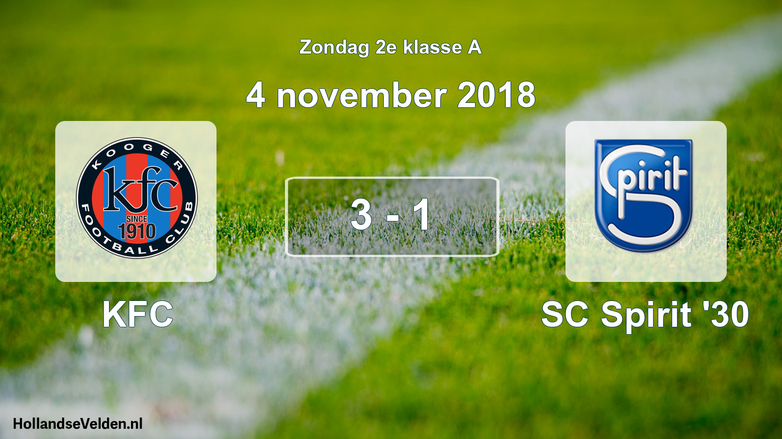 Total number of matches played: KFC - SC Spirit '30 3 - 1 (4 November 2018)