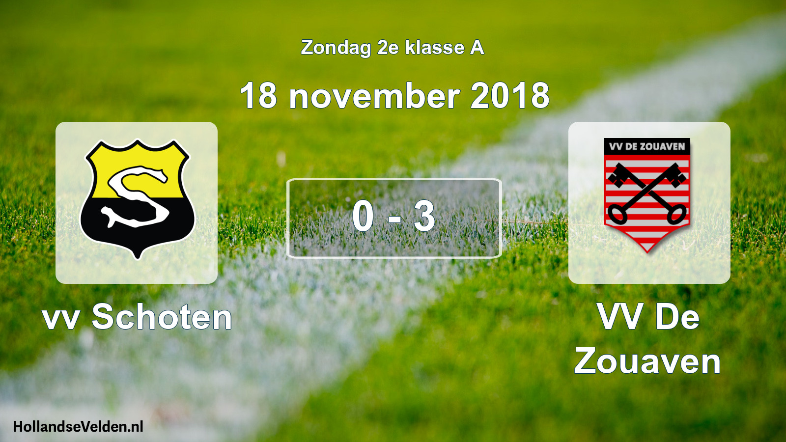 Total number of matches played: vv Schoten - VV De Zouaven 0 - 3 (18 November 2018)
