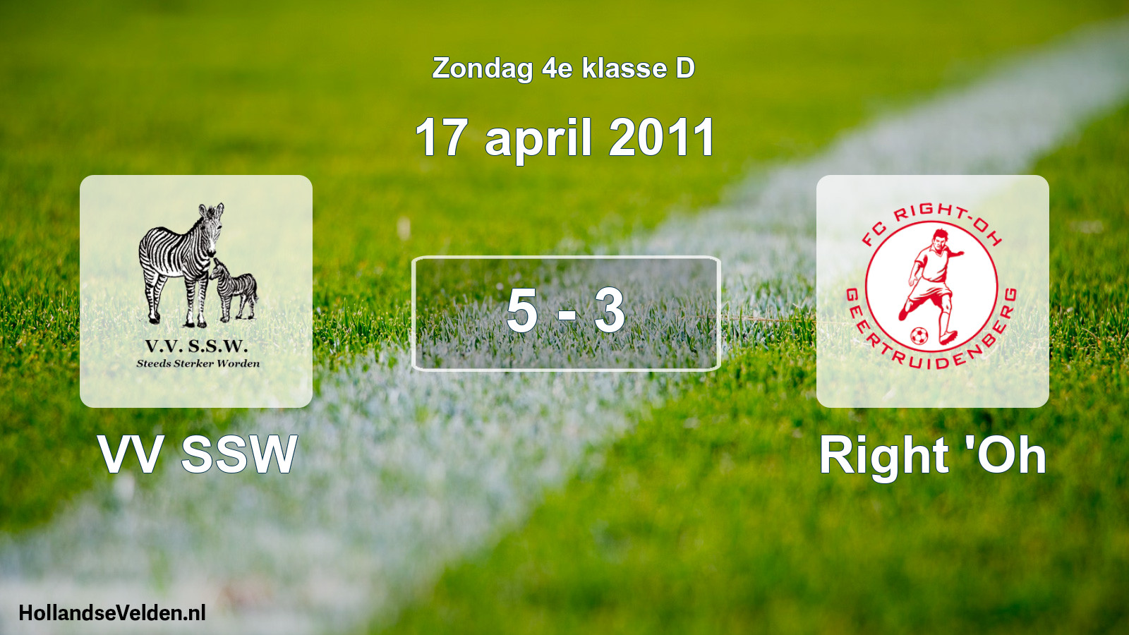 Total number of matches played: VV SSW - Right 'Oh 5 - 3 (17 April 2011)