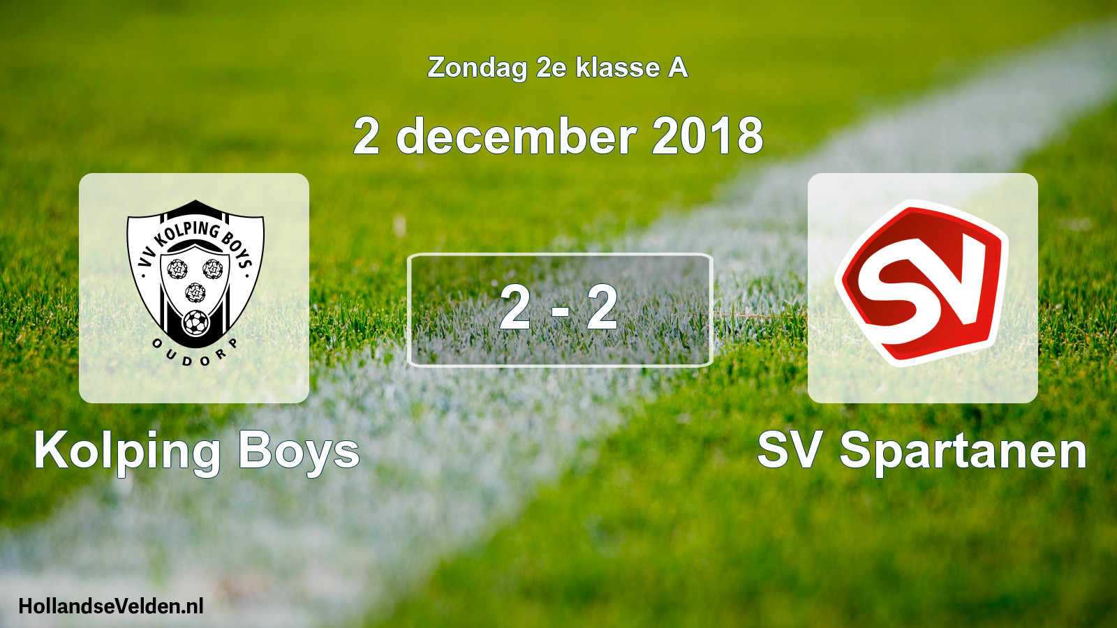 Total number of matches played: Kolping Boys - SV Spartanen 2 - 2 (2 December 2018)