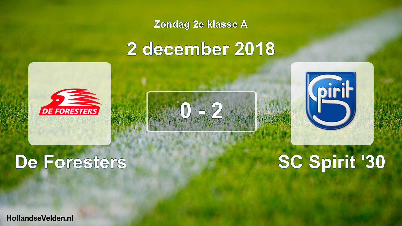 Total number of matches played: De Foresters - SC Spirit '30 0 - 2 (2 December 2018)