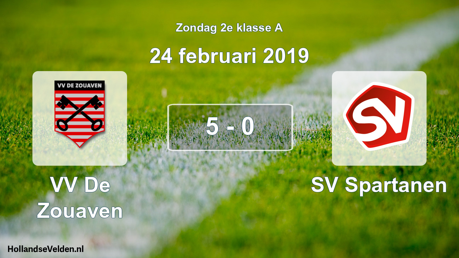 Total number of matches played: VV De Zouaven - SV Spartanen 5 - 0 (24 February 2019)