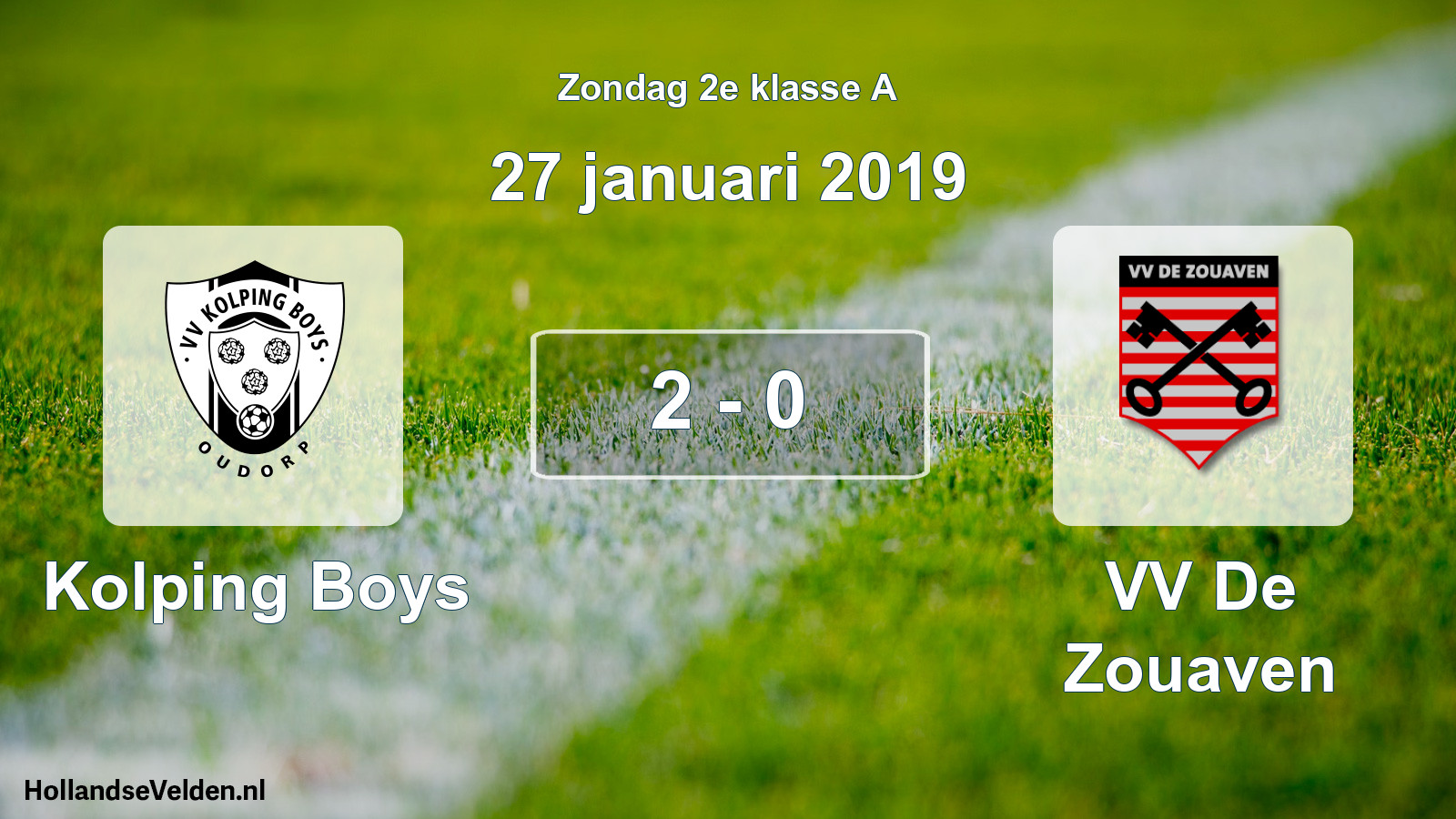 Total number of matches played: Kolping Boys - VV De Zouaven 2 - 0 (27 January 2019)