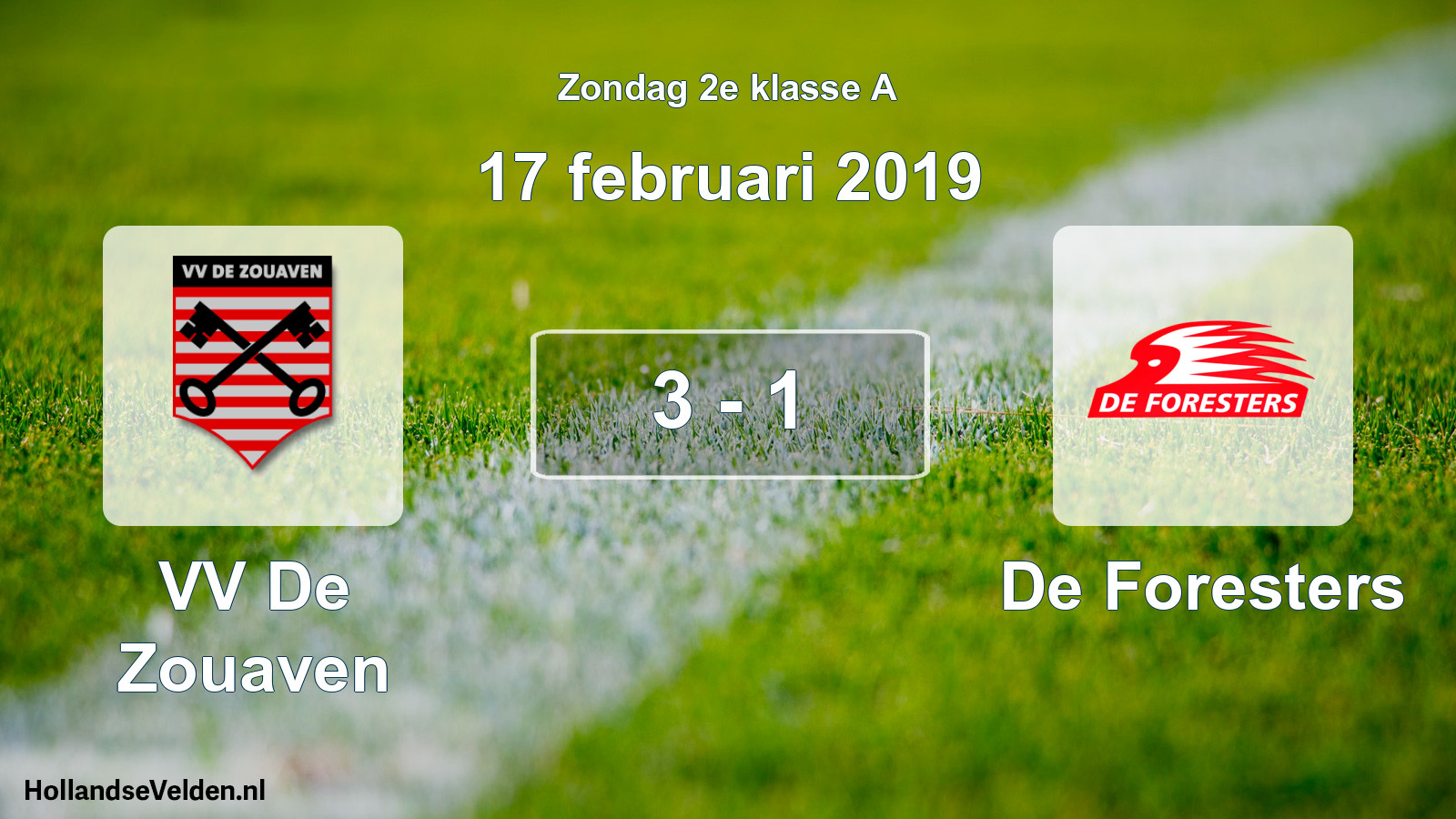 Total number of matches played: VV De Zouaven - De Foresters 3 - 1 (17 February 2019)