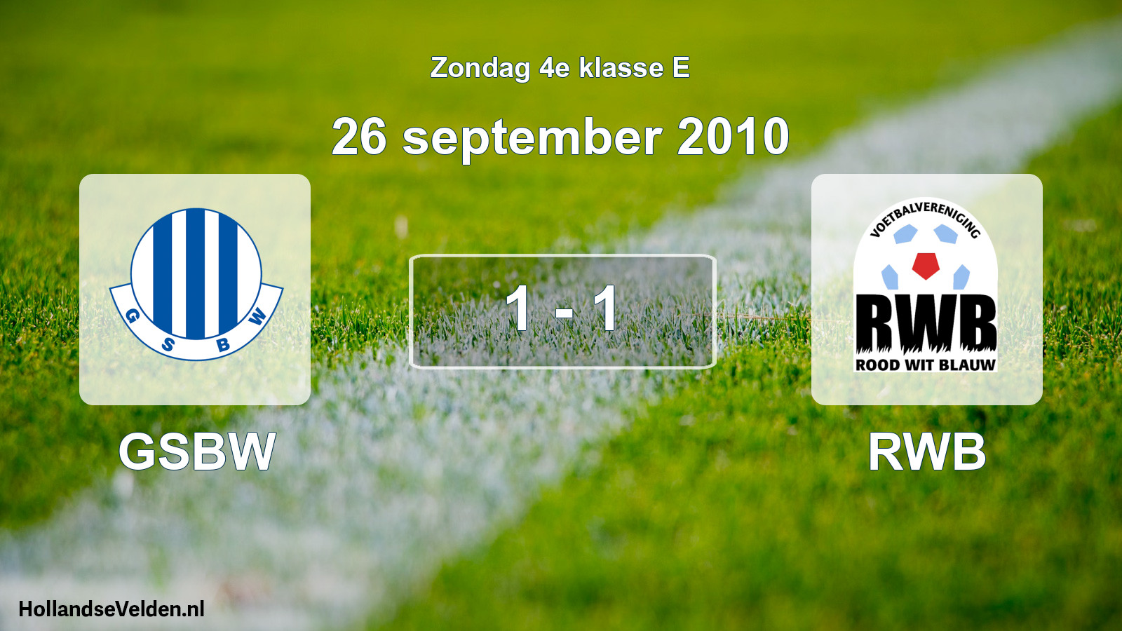 Total number of matches played: GSBW - RWB 1 - 1 (26 September 2010)