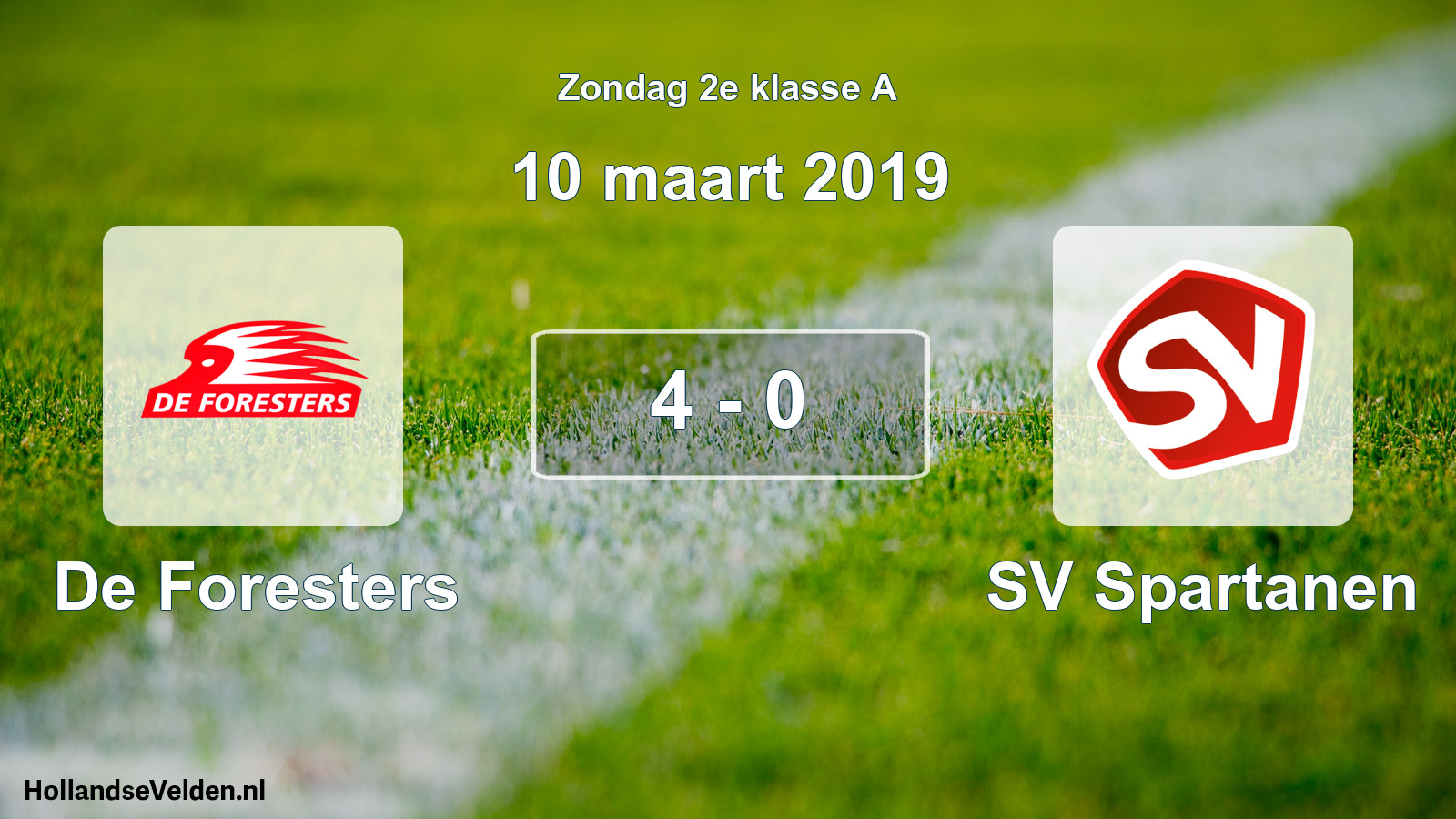 Total number of matches played: De Foresters - SV Spartanen 4 - 0 (10 March 2019)