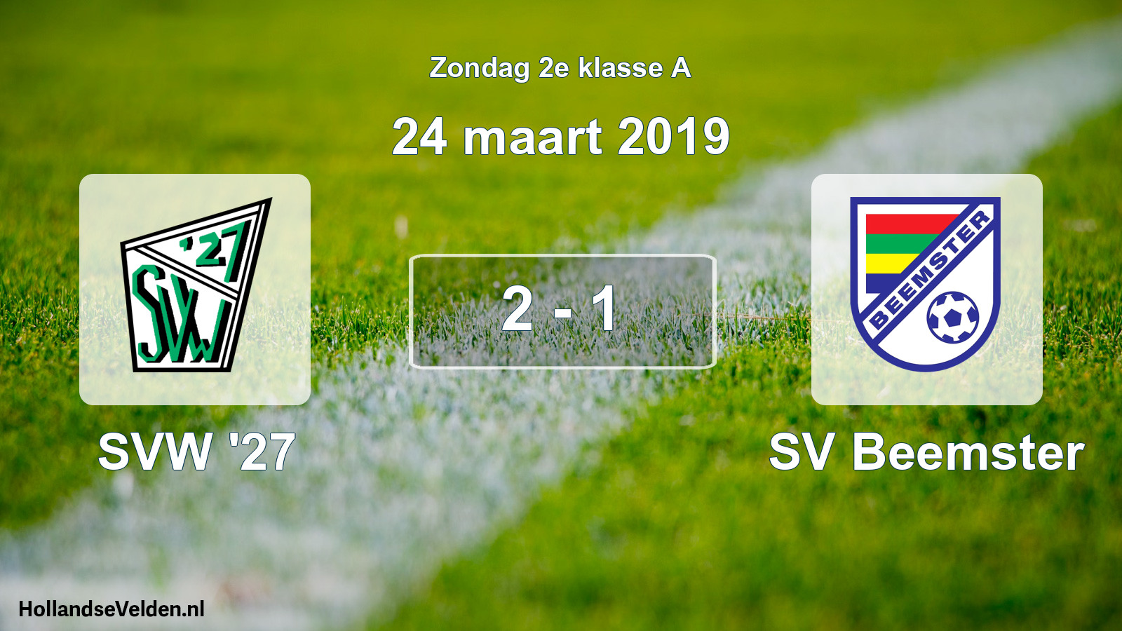 Total number of matches played: SVW '27 - SV Beemster 2 - 1 (24 March 2019)