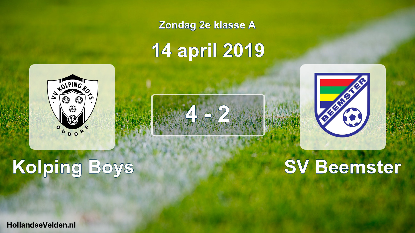 Total number of matches played: Kolping Boys - SV Beemster 4 - 2 (14 April 2019)